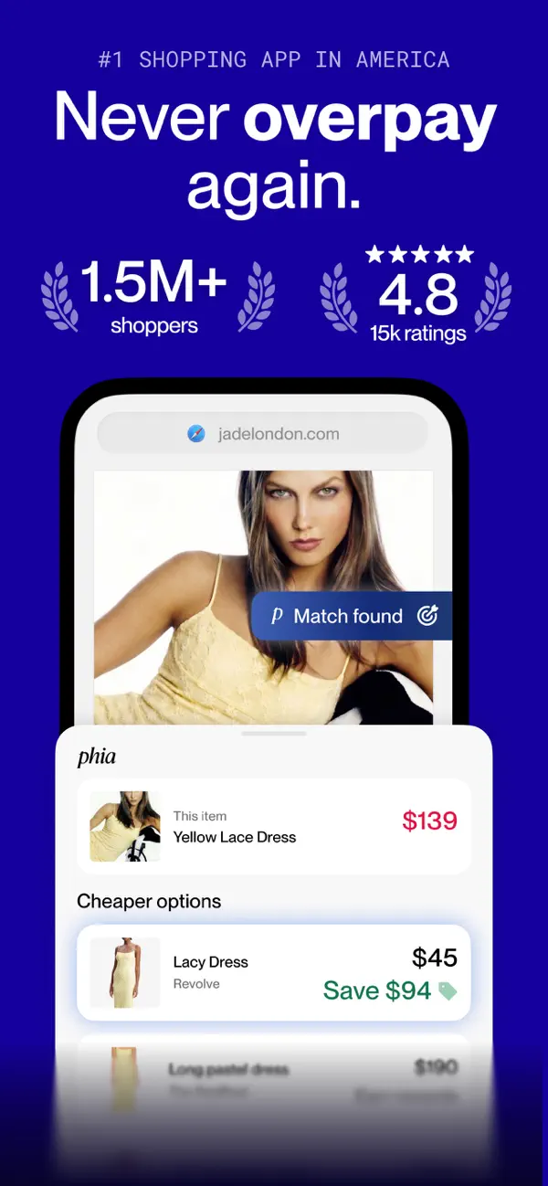Phia在App Store展示的购物比价场景