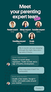 Joy product screenshot showing expert support and a parenting conversation
