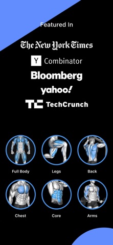 FitnessAI展示的按部位训练内容,来源:Apple App Store官方截图