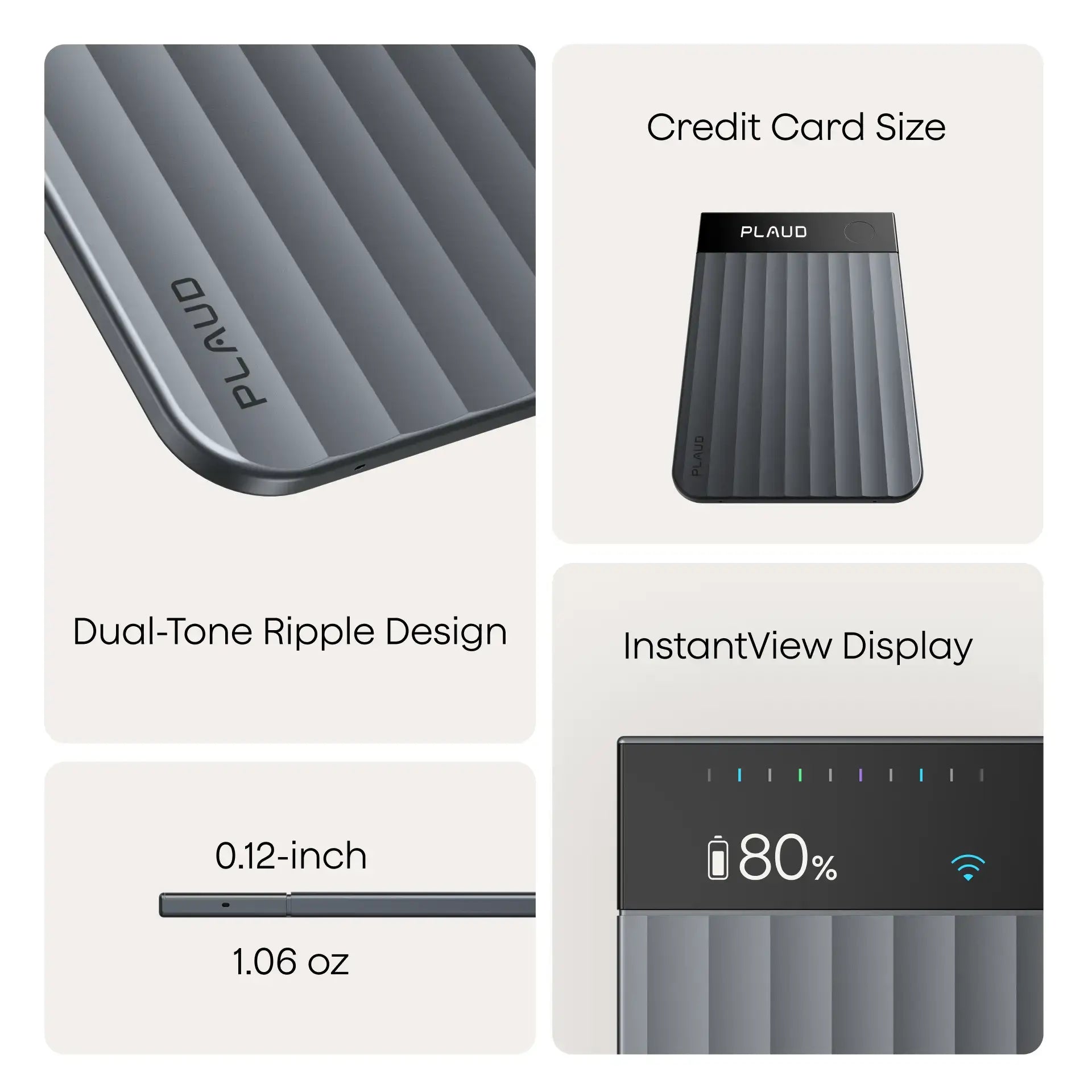 PLAUD Note Pro card-style recorder and status display