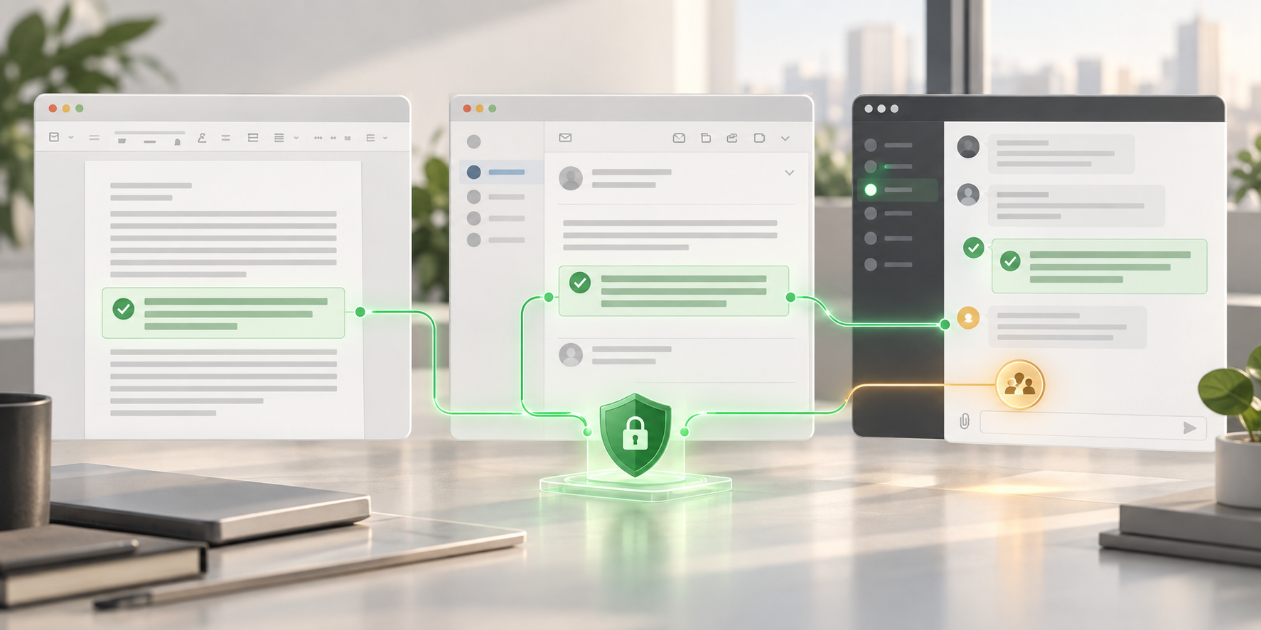 Business users receive rule-bound legal support inside their existing document and communication tools