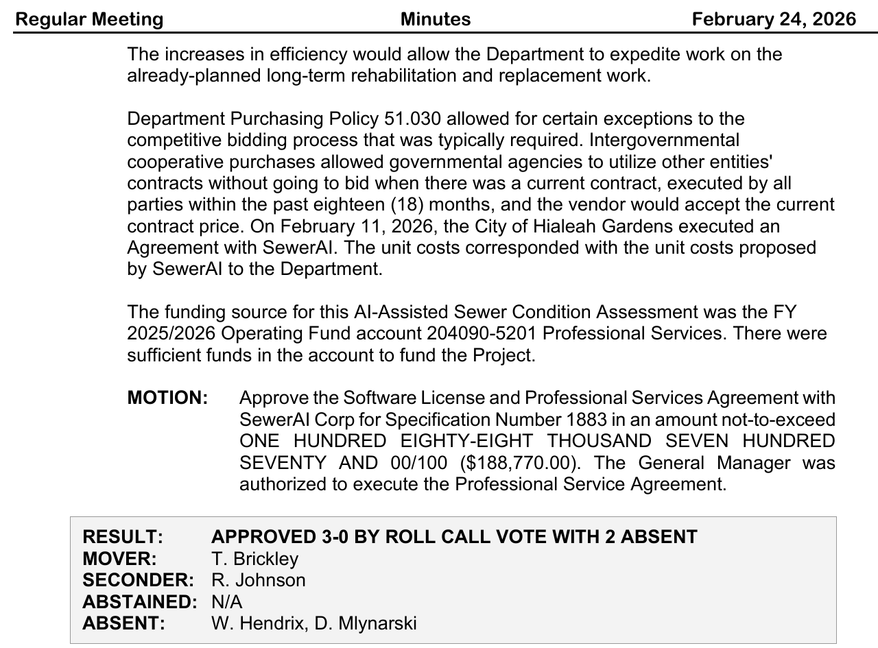 San Bernardino’s public meeting record lists the cooperative-purchasing basis, the $188,770 ceiling, and the approval result.