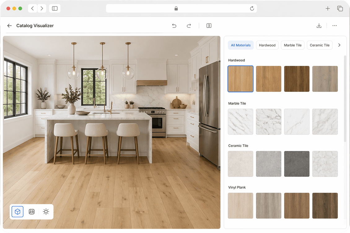 A material catalog interface on the enterprise product page