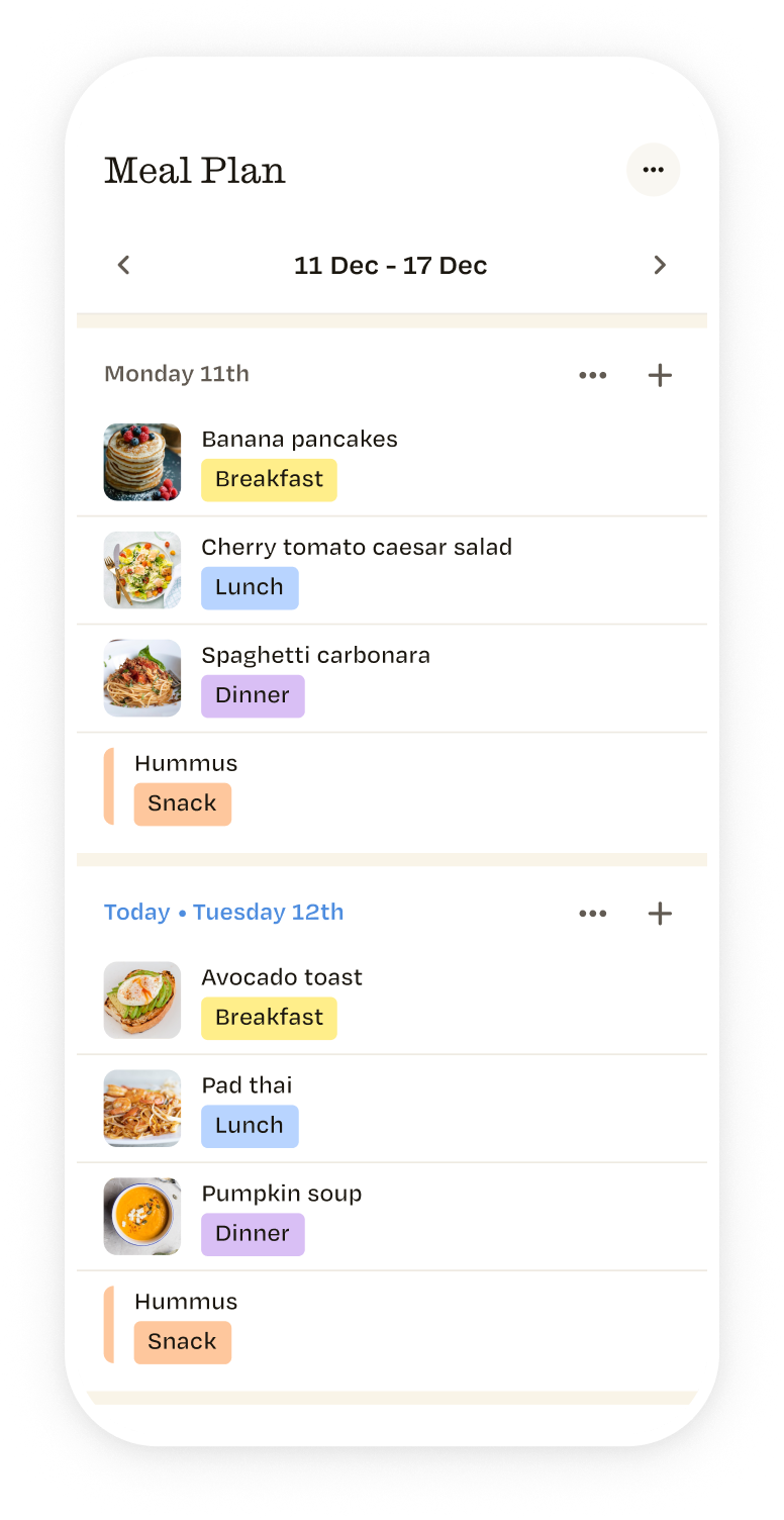 ReciMe’s official weekly meal-planning interface
