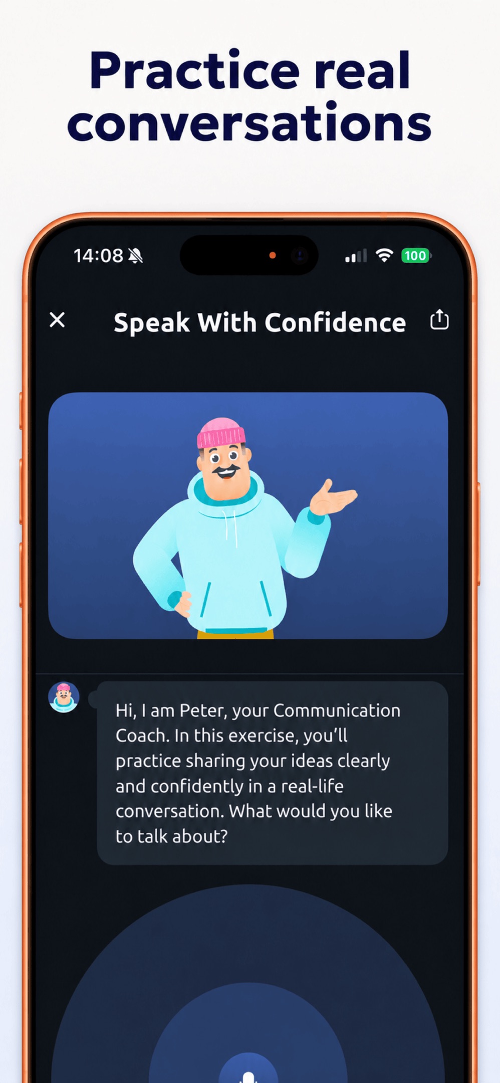 Vocal Image’s official App Store image showing AI conversation practice