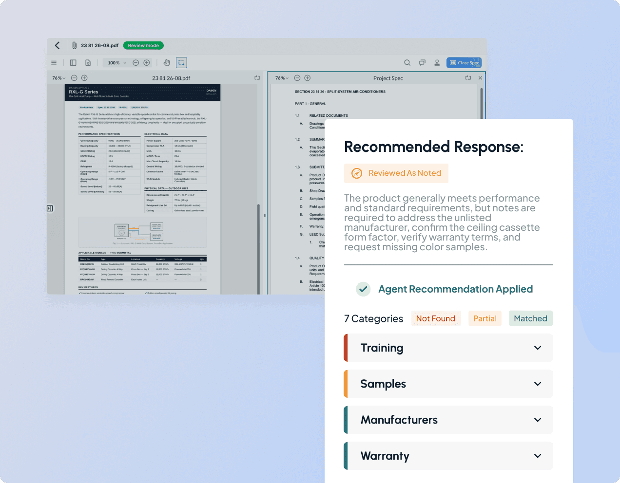 Part3’s official example shows a recommended response, review category, and items that still need verification
