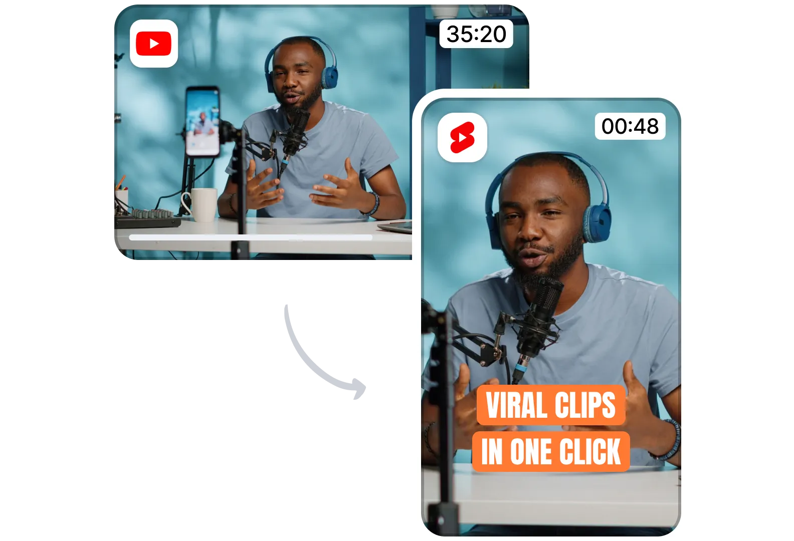 Submagic’s official example of turning long-form video into vertical short clips